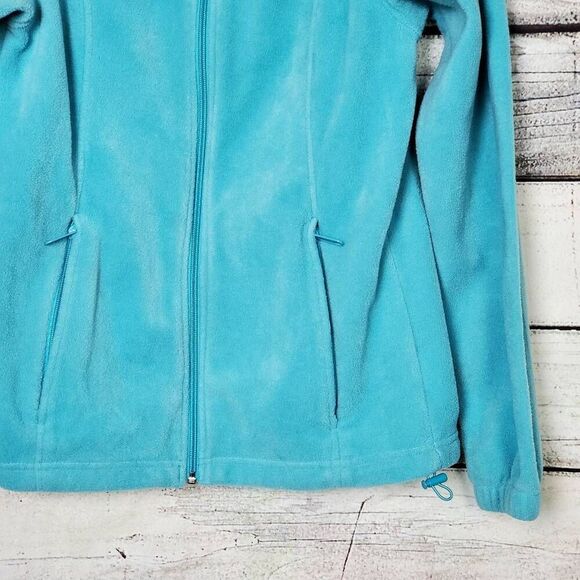 Columbia Full Zip Turquoise Fleece Jacket Women’s Small Pockets Outdoor Warm - Picture 3 of 7